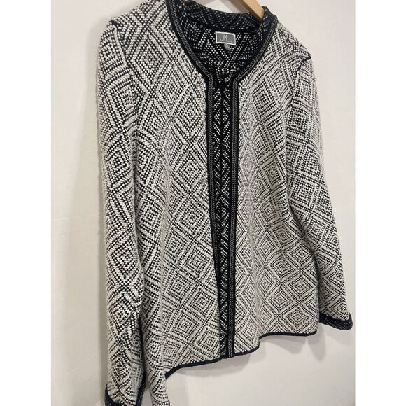 JM Collection‎ Women Cardigan Sweater Size X-Large White Black Accent Trim Open - Picture 5 of 11